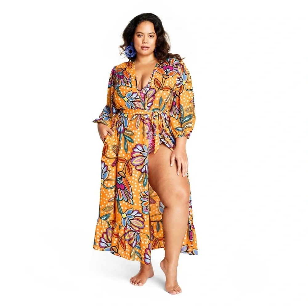 NWOT Tabitha Brown x Target Floral Polka Dot Swim Coverup Sz 2X